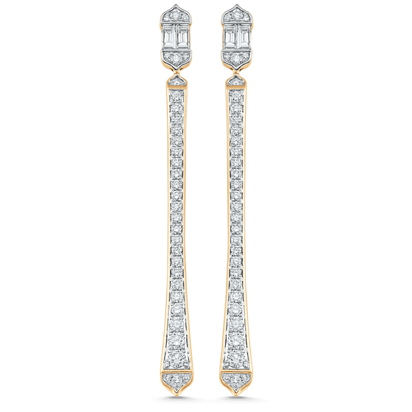 1.51 TCW Round & Baguette Moissanite Diamond Long Drop Earrings